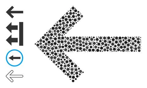 Dotted Left Arrow Collage of Round Dots and Other Icons Illustrazione stock