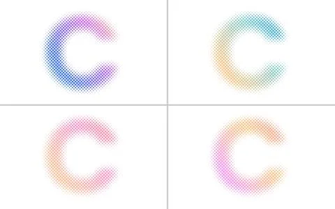 Dotted Letter C Illustration Soft Color Gradient Style イラスト素材