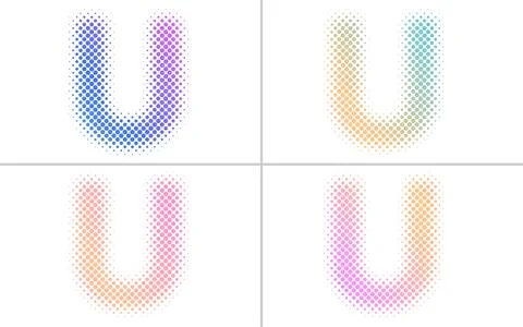 Dotted Letter U Illustration Soft Gradient Color Design イラスト素材