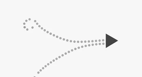 A dotted line with an arrowhead pointing to the right on a white background. 스톡 일러스트