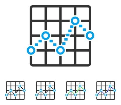 Dotted Line Grid Plot Flat Icon Ilustración de archivo