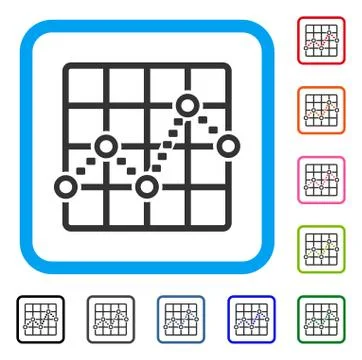 Dotted Line Grid Plot Framed Icon Stock Illustration