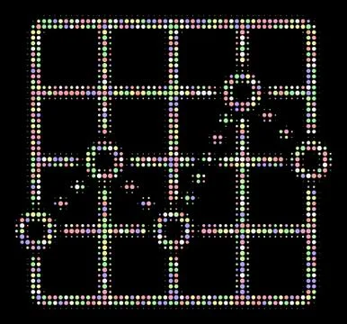 Dotted Line Grid Plot Halftone Mosaic of Circles Stock Illustration