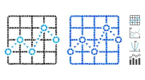 Dotted Line Grid Plot Mosaic Icon of Spheric Items Illustrazione stock