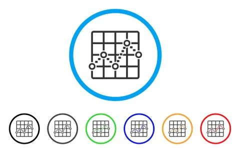 Dotted Line Grid Plot Rounded Icon Stock Illustration