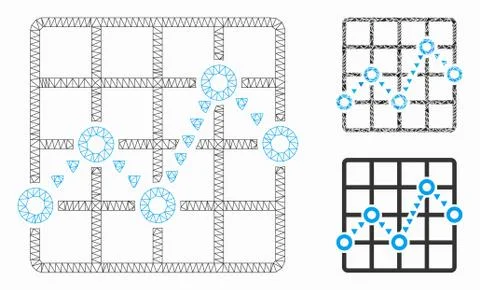 Dotted Line Grid Plot Vector Mesh 2D Model and Triangle Mosaic Icon Illustrazione stock