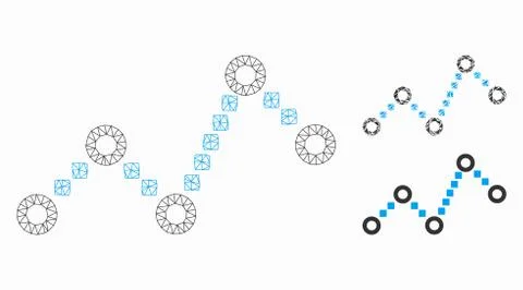 Dotted Line Vector Mesh Wire Frame Model and Triangle Mosaic Icon Stock Illustration