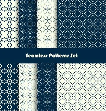 Dotted lines seamles spattern set. Vector illustration Stock Illustration