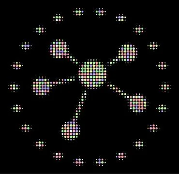 Dotted Links Diagram Halftone Composition of Dots Illustrazione stock
