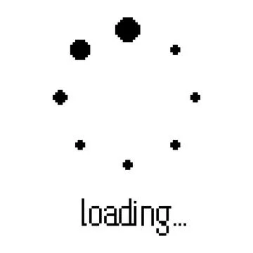 Dotted loading progress icon in pixel art style. Vector circular dots load .. Stock Illustration