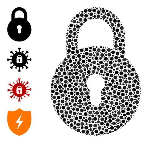 Dotted Locker Collage of Rounded Dots and Bonus Icons Stock Illustration