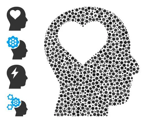 Dotted Lover Head Collage of Round Dots with Similar Icons 스톡 일러스트