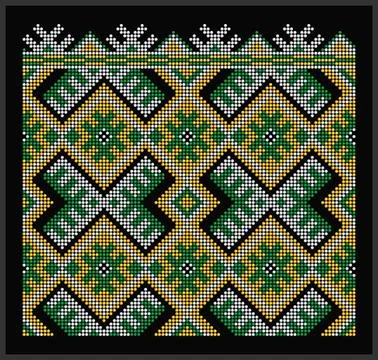 Dotted Lviv Pattern in Yellow Green on Black Stock Illustration