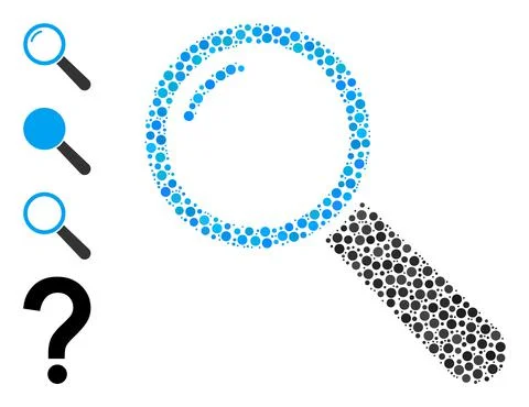 Dotted Magnifier Collage of Rounded Dots and Similar Icons Illustrazione stock