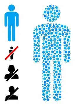 Dotted Man Collage of Rounded Dots and Bonus Icons 스톡 일러스트
