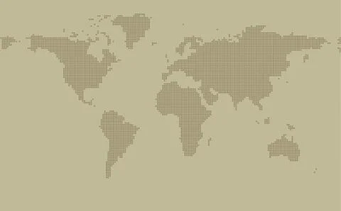 Dotted map 2000x1000 on khaki background Stock Illustration