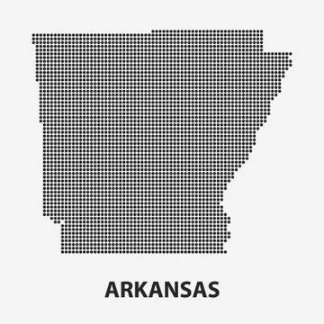 Dotted map of the State Arkansas. Vector illustration. 스톡 일러스트