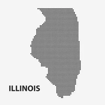 Dotted map of the State Illinois. Vector illustration. Stock Illustration