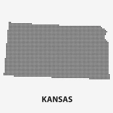 Dotted map of the State Kansas. Vector illustration. Stock Illustration