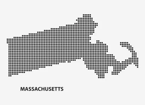 Dotted map of the State Massachusetts. Vector illustration. Illustrazione stock
