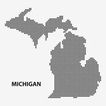 Dotted map of the State Michigan. Vector illustration. Stock Illustration
