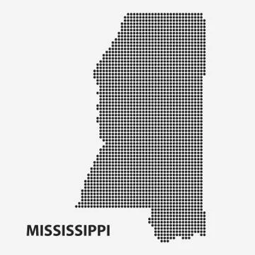 Dotted map of the State Mississippi. Vector illustration. Stock Illustration