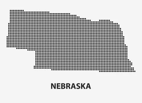 Dotted map of the State Nebraska. Vector illustration. Stock Illustration