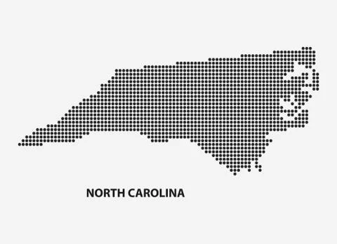 Dotted map of the State North Carolina. Vector illustration. Stock Illustration
