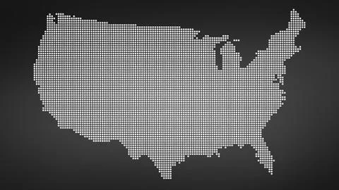 Dotted map of USA, vector illustration isolated on black background Illustrazione stock