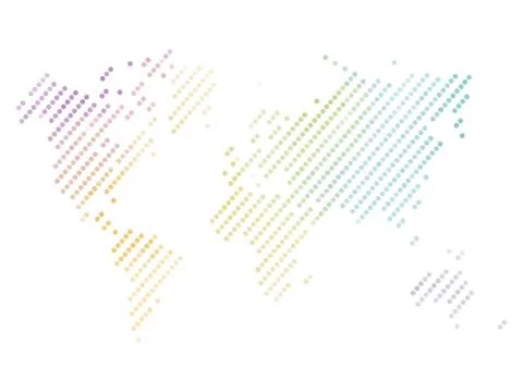 Dotted map of World. Colorful halftone design. Simple flat vector illustration Stock Illustration