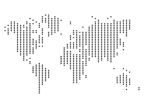 Dotted map of World. Halftone design. Simple flat vector illustration Illustrazione stock