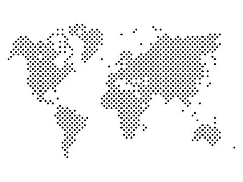 Dotted map of World. Halftone design. Simple flat vector illustration Stock Illustration