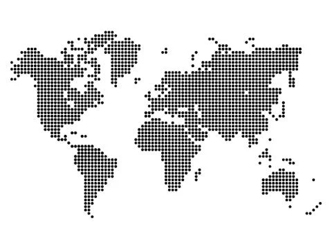 Dotted map of World. Halftone design. Simple flat vector illustration Stock Illustration