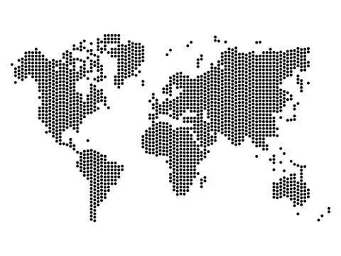 Dotted map of World. Halftone design. Simple flat vector illustration Illustrazione stock