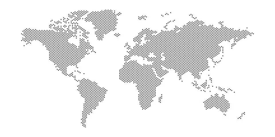 Dotted map of World. Halftone design. Simple flat vector illustration イラスト素材