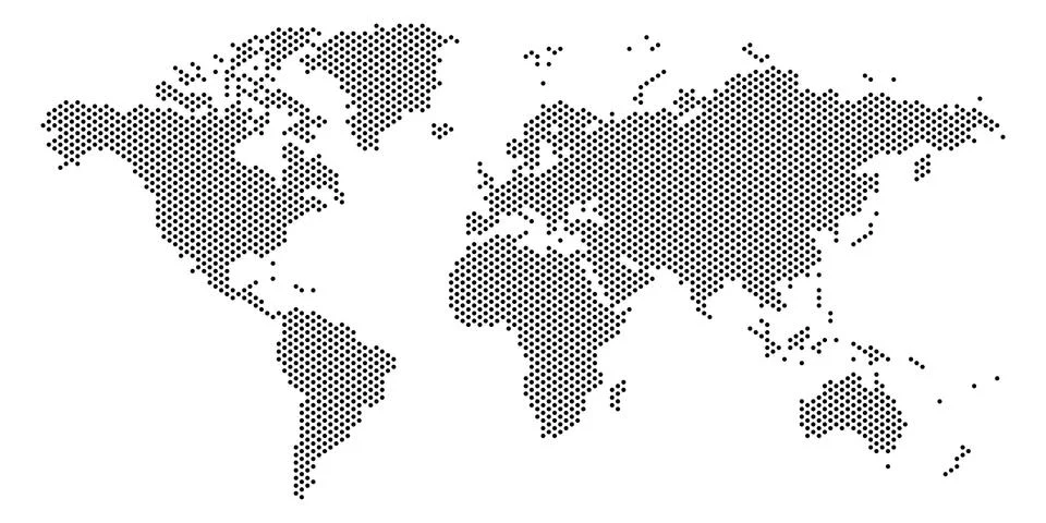 Dotted map of World. Halftone design. Simple flat vector illustration Stock Illustration