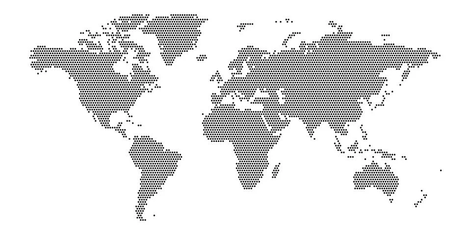 Dotted map of World. Halftone design. Simple flat vector illustration Stock Illustration