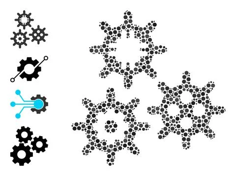 Dotted Micro Mechanics Mosaic of Round Dots with Other Icons 스톡 일러스트