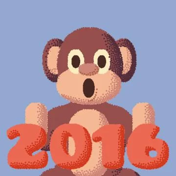 Dotted monkey. Symbol of 2016. Rose Quartz and Serenity colors Stock Illustration