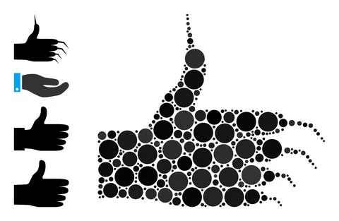 Dotted Monster Hand Composition of Rounded Dots with Similar Icons Illustrazione stock