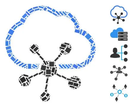 Dotted Mosaic Cloud Network Illustrazione stock