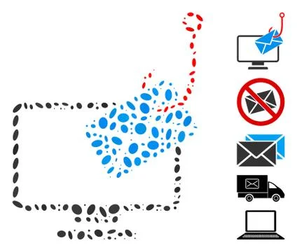 Dotted Mosaic Computer Mail Phishing Stock Illustration