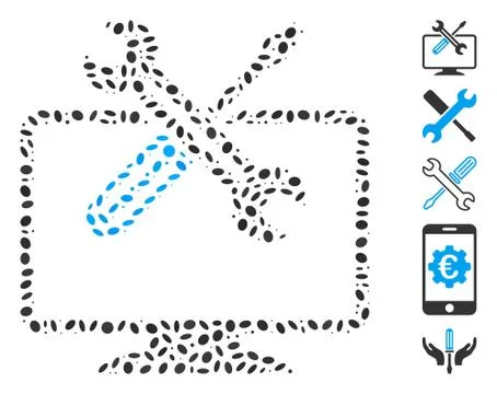 Dotted Mosaic Computer Tools Stock Illustration