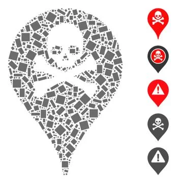 Dotted Mosaic Danger Zone Map Marker Illustrazione stock