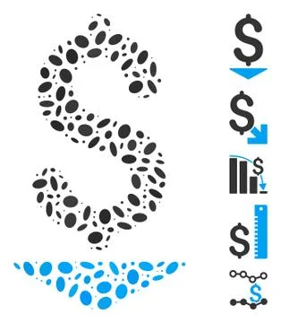 Dotted Mosaic Dollar Down Stock Illustration