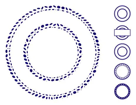 Dotted Mosaic Double Round Frame Stock Illustration