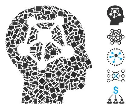 Dotted Mosaic Human Neural Network Illustrazione stock