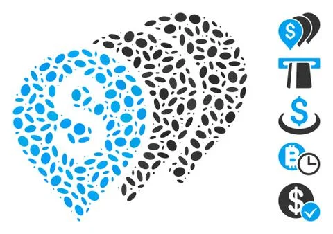 Dotted Mosaic Money Map Pointers Stock Illustration