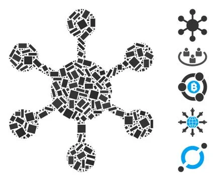 Dotted Mosaic Network Node 스톡 일러스트