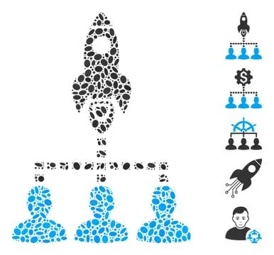 Dotted Mosaic Rocket Space Community Illustrazione stock